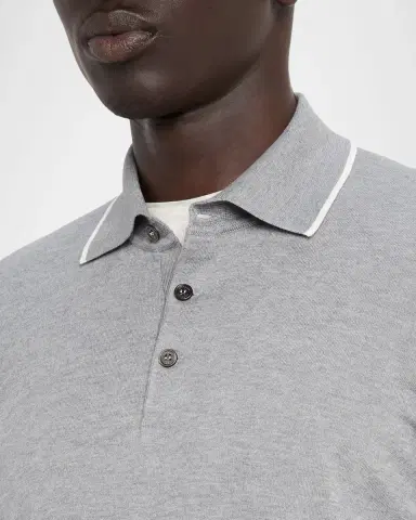 Brunello Cucinelli Men 's Cotton and Cashmere Knit Polo Sweater | Thumbnail 4 Brunello Cucinelli Men 's Cotton and Cashmere Knit Polo Sweater | Thumbnail 4