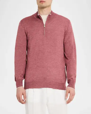 Brunello Cucinelli Men's Cashmere Knit Quarter-Zip Sweater | Thumbnail 3 Brunello Cucinelli Men's Cashmere Knit Quarter-Zip Sweater | Thumbnail 3
