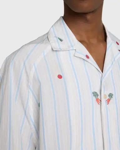 Jacquemus Men's Vegetable Stripe Cotton Short-Sleeve Shirt | Thumbnail 4 Jacquemus Men's Vegetable Stripe Cotton Short-Sleeve Shirt | Thumbnail 4