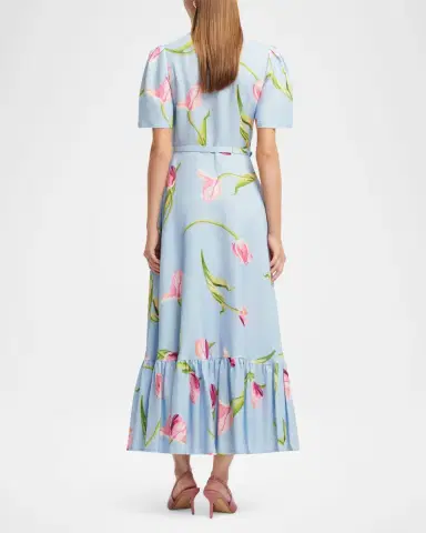 LEO LIN Becca Belted Floral Short-Sleeve Midi Dress | Thumbnail 2 LEO LIN Becca Belted Floral Short-Sleeve Midi Dress | Thumbnail 2