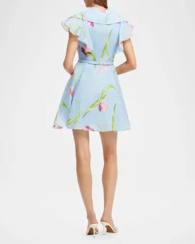LEO LIN Isla Belted Lapel-Collar Floral Mini Dress | Thumbnail 2 LEO LIN Isla Belted Lapel-Collar Floral Mini Dress | Thumbnail 2