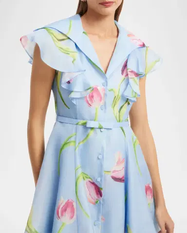 LEO LIN Isla Belted Lapel-Collar Floral Mini Dress | Thumbnail 4 LEO LIN Isla Belted Lapel-Collar Floral Mini Dress | Thumbnail 4