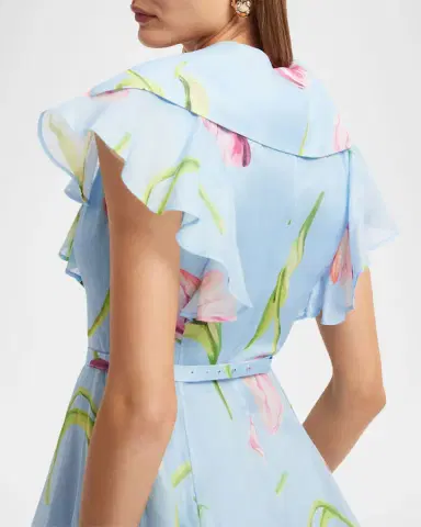 LEO LIN Isla Belted Lapel-Collar Floral Mini Dress | Thumbnail 6 LEO LIN Isla Belted Lapel-Collar Floral Mini Dress | Thumbnail 6