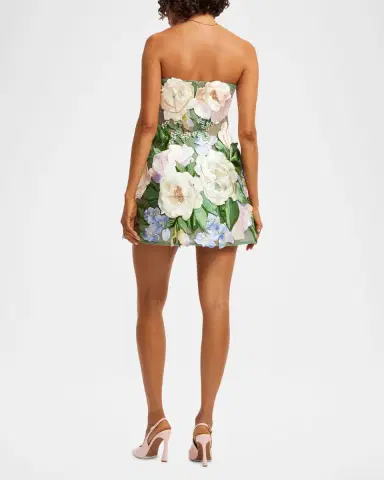 LEO LIN Floral Hand-Embroidered Bustier Mini Dress | Thumbnail 2 LEO LIN Floral Hand-Embroidered Bustier Mini Dress | Thumbnail 2