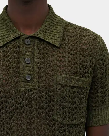 McQueen Men's Cotton Crochet Pocket Polo Shirt | Thumbnail 4 McQueen Men's Cotton Crochet Pocket Polo Shirt | Thumbnail 4