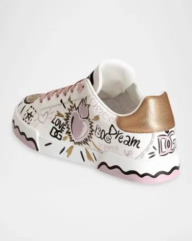 Dolce & Gabbana Portofino Doodle Leather Low-Top Sneakers | Thumbnail 2 Dolce & Gabbana Portofino Doodle Leather Low-Top Sneakers | Thumbnail 2