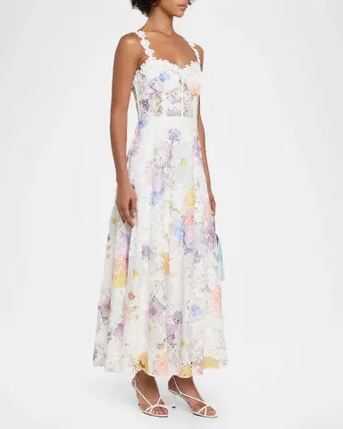 As It May Aveline Floral Lace Sweetheart Midi Dress | Thumbnail 3 As It May Aveline Floral Lace Sweetheart Midi Dress | Thumbnail 3