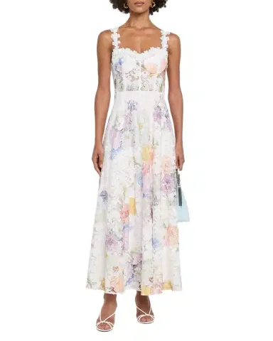 As It May Aveline Floral Lace Sweetheart Midi Dress | Thumbnail 1 As It May Aveline Floral Lace Sweetheart Midi Dress | Thumbnail 1