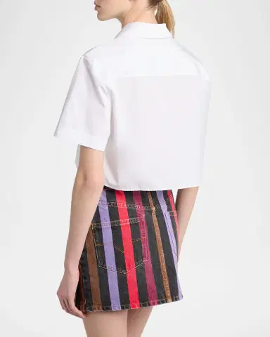 Versace Embroidered Pocket Cropped Poplin Shirt | Thumbnail 2 Versace Embroidered Pocket Cropped Poplin Shirt | Thumbnail 2