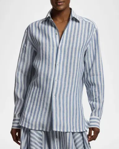 Ralph Lauren Collection Striped Linen Button-Front Shirt | Thumbnail 3 Ralph Lauren Collection Striped Linen Button-Front Shirt | Thumbnail 3