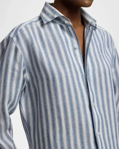 Ralph Lauren Collection Striped Linen Button-Front Shirt | Thumbnail 4 Ralph Lauren Collection Striped Linen Button-Front Shirt | Thumbnail 4