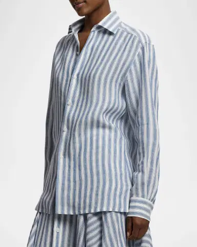 Ralph Lauren Collection Striped Linen Button-Front Shirt | Thumbnail 5 Ralph Lauren Collection Striped Linen Button-Front Shirt | Thumbnail 5
