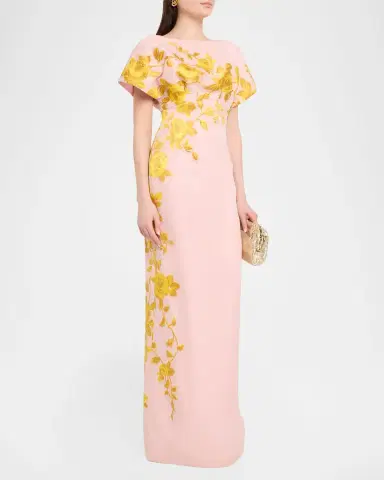 Lela Rose Rose Fil Coupe Empire-Waist Column Gown | Thumbnail 3 Lela Rose Rose Fil Coupe Empire-Waist Column Gown | Thumbnail 3