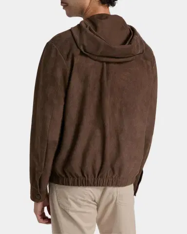 Canali Men's Perforated Leather Full-Zip Hooded Blouson | Thumbnail 2 Canali Men's Perforated Leather Full-Zip Hooded Blouson | Thumbnail 2