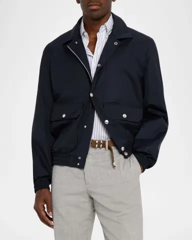Brunello Cucinelli Men's Bonded Silk and Virgin Wool Shirt Jacket | Thumbnail 3 Brunello Cucinelli Men's Bonded Silk and Virgin Wool Shirt Jacket | Thumbnail 3