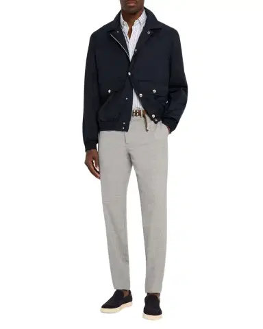 Brunello Cucinelli Men's Bonded Silk and Virgin Wool Shirt Jacket | Thumbnail 1 Brunello Cucinelli Men's Bonded Silk and Virgin Wool Shirt Jacket | Thumbnail 1