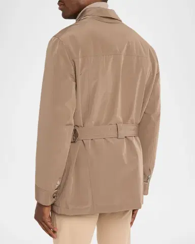 Brunello Cucinelli Men 's Water-Resistant Padded Safari Jacket with Self-Belt | Thumbnail 2 Brunello Cucinelli Men 's Water-Resistant Padded Safari Jacket with Self-Belt | Thumbnail 2