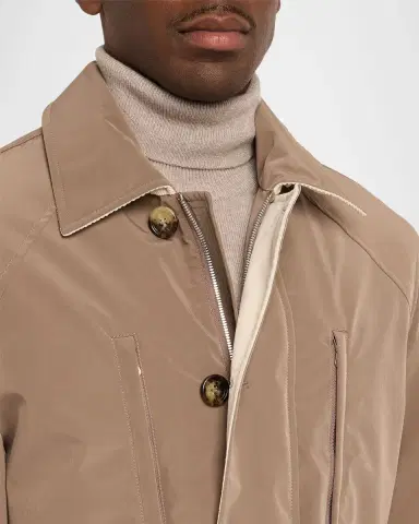 Brunello Cucinelli Men 's Water-Resistant Padded Safari Jacket with Self-Belt | Thumbnail 4 Brunello Cucinelli Men 's Water-Resistant Padded Safari Jacket with Self-Belt | Thumbnail 4