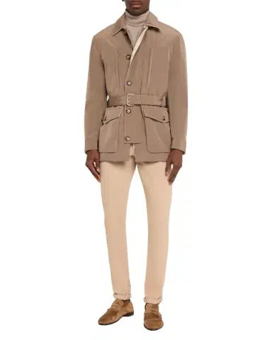 Brunello Cucinelli Men 's Water-Resistant Padded Safari Jacket with Self-Belt | Thumbnail 1 Brunello Cucinelli Men 's Water-Resistant Padded Safari Jacket with Self-Belt | Thumbnail 1