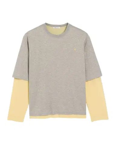 Ami Paris Men's Cotton Ami de Coeur Layered Long-Sleeve T-Shirt | Thumbnail 1 Ami Paris Men's Cotton Ami de Coeur Layered Long-Sleeve T-Shirt | Thumbnail 1