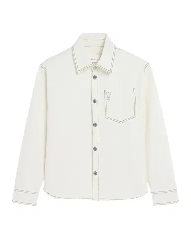 Ami Paris Men's Cotton Ami De Coeur Contrast-Stitched Overshirt | Thumbnail 1 Ami Paris Men's Cotton Ami De Coeur Contrast-Stitched Overshirt | Thumbnail 1