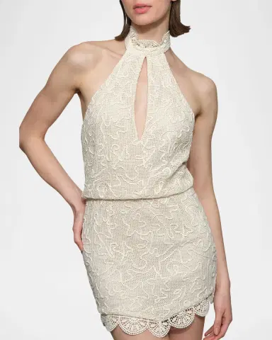 Et Ochs Elise Cutout Embroidered Halter Mini Dress | Thumbnail 4 Et Ochs Elise Cutout Embroidered Halter Mini Dress | Thumbnail 4