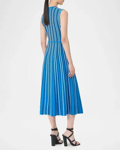 Max Mara Striped Compact Knit Sleeveless Midi Dress | Thumbnail 2 Max Mara Striped Compact Knit Sleeveless Midi Dress | Thumbnail 2