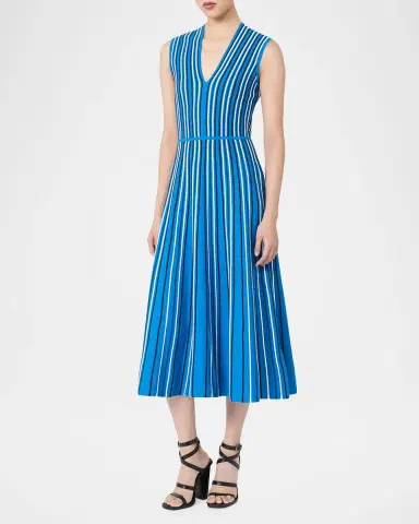 Max Mara Striped Compact Knit Sleeveless Midi Dress | Thumbnail 3 Max Mara Striped Compact Knit Sleeveless Midi Dress | Thumbnail 3