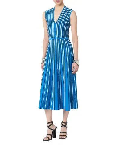 Max Mara Striped Compact Knit Sleeveless Midi Dress | Thumbnail 1 Max Mara Striped Compact Knit Sleeveless Midi Dress | Thumbnail 1
