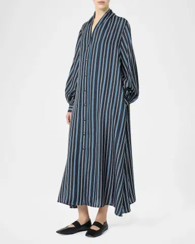 Max Mara Long-Sleeve Striped Shirtdress w/ Belt | Thumbnail 3 Max Mara Long-Sleeve Striped Shirtdress w/ Belt | Thumbnail 3