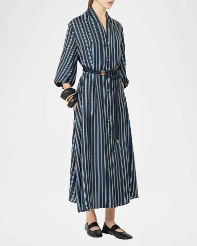 Max Mara Long-Sleeve Striped Shirtdress w/ Belt | Thumbnail 5 Max Mara Long-Sleeve Striped Shirtdress w/ Belt | Thumbnail 5