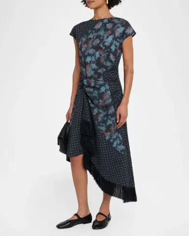 3.1 Phillip Lim Desert Flower Asymmetric Twill Midi Dress | Thumbnail 3 3.1 Phillip Lim Desert Flower Asymmetric Twill Midi Dress | Thumbnail 3