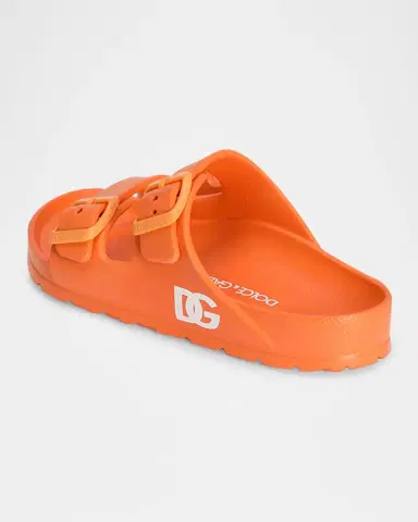 Dolce & Gabbana Girl's Logo Slide Sandals, Kids | Thumbnail 2 Dolce & Gabbana Girl's Logo Slide Sandals, Kids | Thumbnail 2