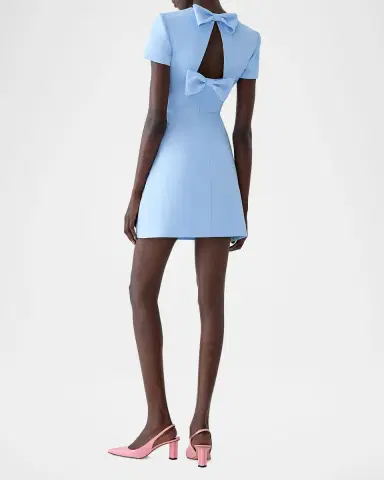 Carolina Herrera Embroidered Short-Sleeve Bow Cutout Mini Dress | Thumbnail 3 Carolina Herrera Embroidered Short-Sleeve Bow Cutout Mini Dress | Thumbnail 3
