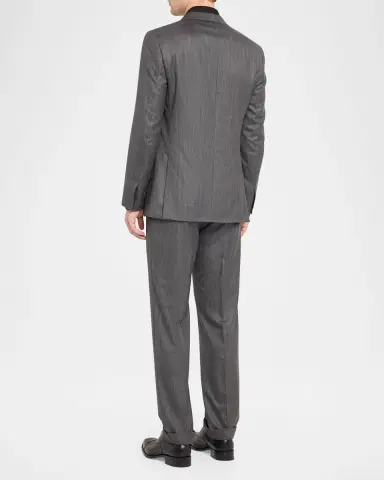 Brioni Men's Tonal Herringbone Wool-Silk Two-Piece Suit | Thumbnail 2 Brioni Men's Tonal Herringbone Wool-Silk Two-Piece Suit | Thumbnail 2