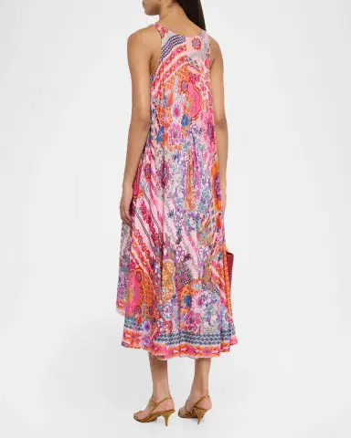 Johnny Was Dornaz High-Low Patchwork Silk Midi Dress | Thumbnail 2 Johnny Was Dornaz High-Low Patchwork Silk Midi Dress | Thumbnail 2