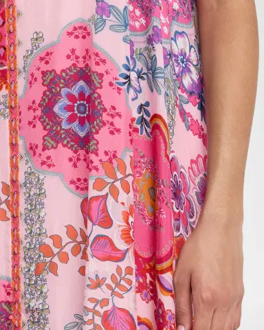 Johnny Was Dornaz High-Low Patchwork Silk Midi Dress | Thumbnail 4 Johnny Was Dornaz High-Low Patchwork Silk Midi Dress | Thumbnail 4