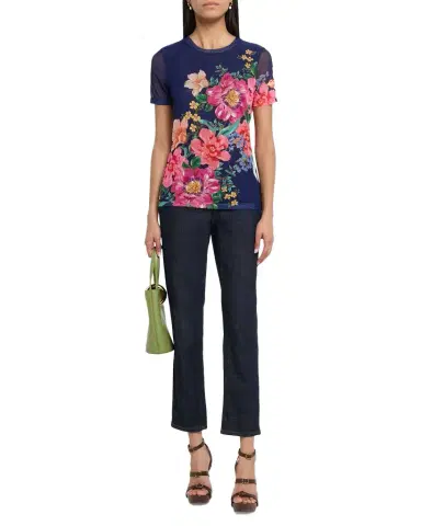 Johnny Was Eleanor Floral-Print Crewneck Mesh Tee | Thumbnail 1 Johnny Was Eleanor Floral-Print Crewneck Mesh Tee | Thumbnail 1