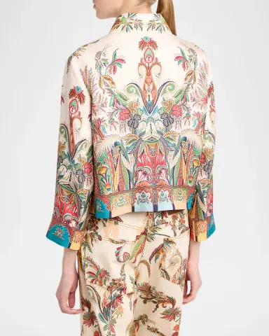 Etro Paisley-Print Silk Cropped Jacket | Thumbnail 2 Etro Paisley-Print Silk Cropped Jacket | Thumbnail 2
