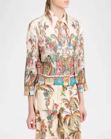Etro Paisley-Print Silk Cropped Jacket | Thumbnail 3 Etro Paisley-Print Silk Cropped Jacket | Thumbnail 3