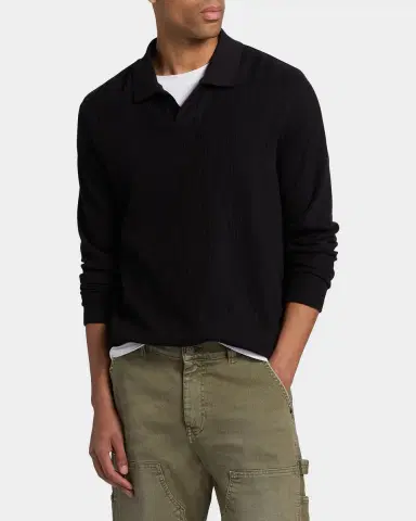 Vince Men 's Macro Rib Johnny Collar Polo Sweater | Thumbnail 3 Vince Men 's Macro Rib Johnny Collar Polo Sweater | Thumbnail 3