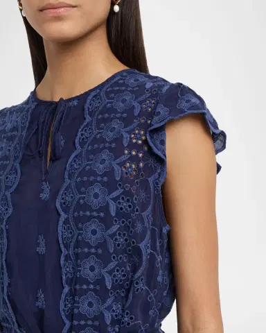 Johnny Was Daisy Eyelet Floral-Embroidered Mini Dress | Thumbnail 4 Johnny Was Daisy Eyelet Floral-Embroidered Mini Dress | Thumbnail 4