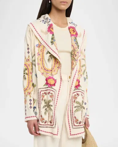 Johnny Was Avelar Biya Floral-Embroidered Short Cotton Hoodie | Thumbnail 3 Johnny Was Avelar Biya Floral-Embroidered Short Cotton Hoodie | Thumbnail 3