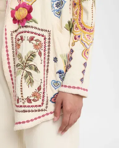 Johnny Was Avelar Biya Floral-Embroidered Short Cotton Hoodie | Thumbnail 4 Johnny Was Avelar Biya Floral-Embroidered Short Cotton Hoodie | Thumbnail 4