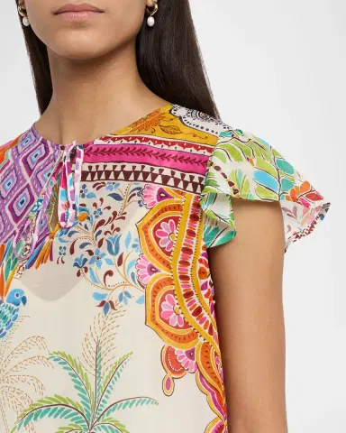 Johnny Was Daisy Botanical-Print Shift Dress | Thumbnail 4 Johnny Was Daisy Botanical-Print Shift Dress | Thumbnail 4