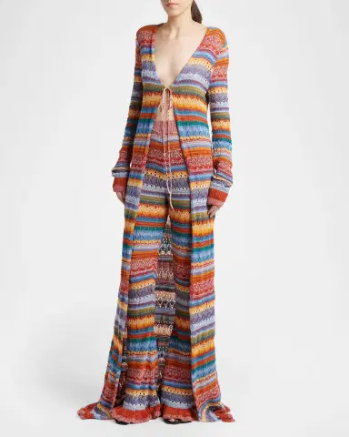 Etro Striped Open-Knit Long Cardigan | Thumbnail 3 Etro Striped Open-Knit Long Cardigan | Thumbnail 3