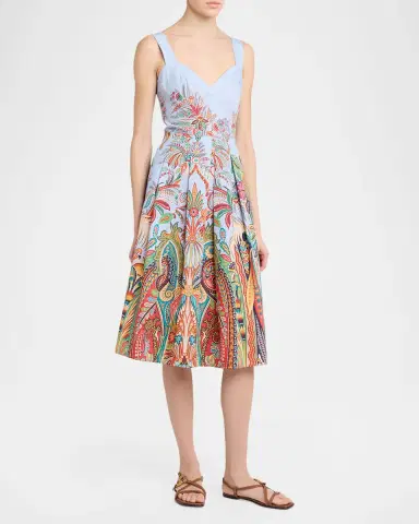 Etro Sleeveless Paisley-Print Pleated Cotton Midi Dress | Thumbnail 3 Etro Sleeveless Paisley-Print Pleated Cotton Midi Dress | Thumbnail 3