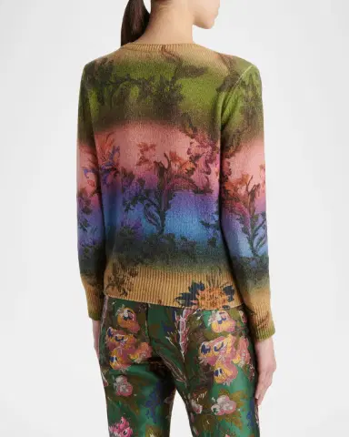 Etro Degrade Floral-Print Wool V-Neck Sweater | Thumbnail 2 Etro Degrade Floral-Print Wool V-Neck Sweater | Thumbnail 2