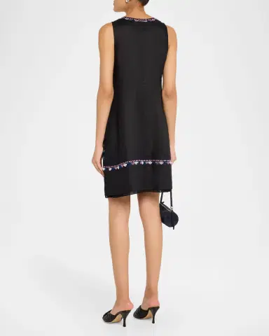 Johnny Was Beaded Floral-Embroidered Linen Tank Dress | Thumbnail 2 Johnny Was Beaded Floral-Embroidered Linen Tank Dress | Thumbnail 2