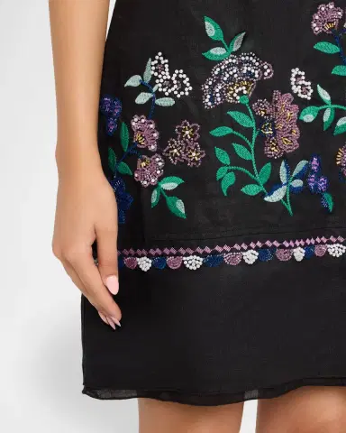 Johnny Was Beaded Floral-Embroidered Linen Tank Dress | Thumbnail 4 Johnny Was Beaded Floral-Embroidered Linen Tank Dress | Thumbnail 4